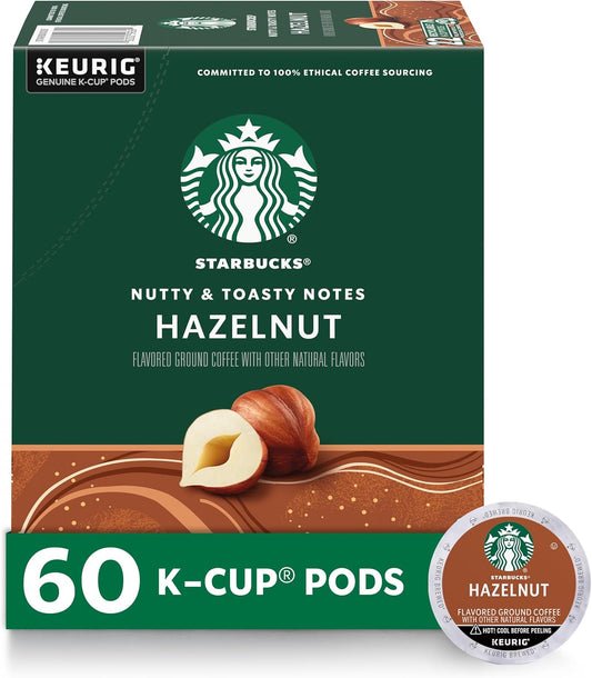 Starbucks K-Cup Coffee Pods, Hazelnut Flavored Coffee, Naturally Flavored, 100% Arabica, 6 boxes (60 pods total)