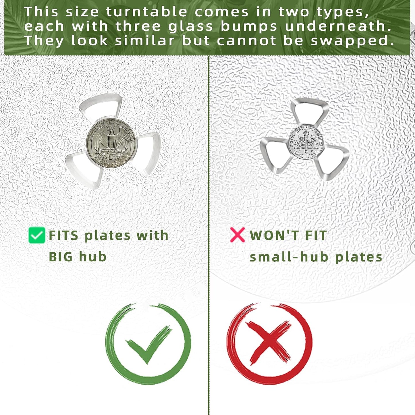 11.25" Microwave Glass Plate Replacement Compatible with GE WB49X10097 WB49X10034 Samsung DE74-20102D DE63-00536A DE63-00624A and 11 3/8" Panasonic Microwave Glass plate Replace