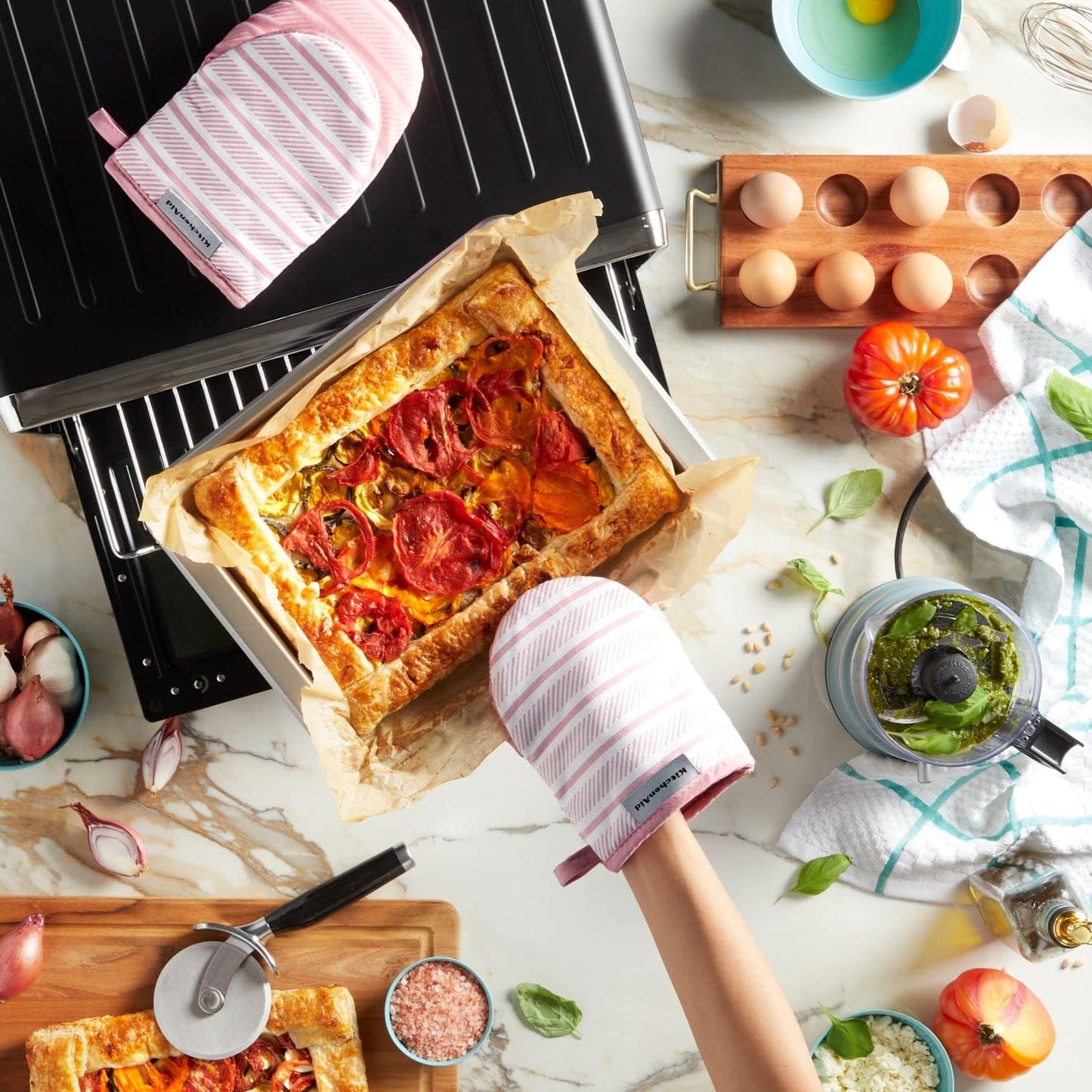 KitchenAid Albany Mini Oven Mitt 2-Pack Set, Dried Rose, 5.5"x8"