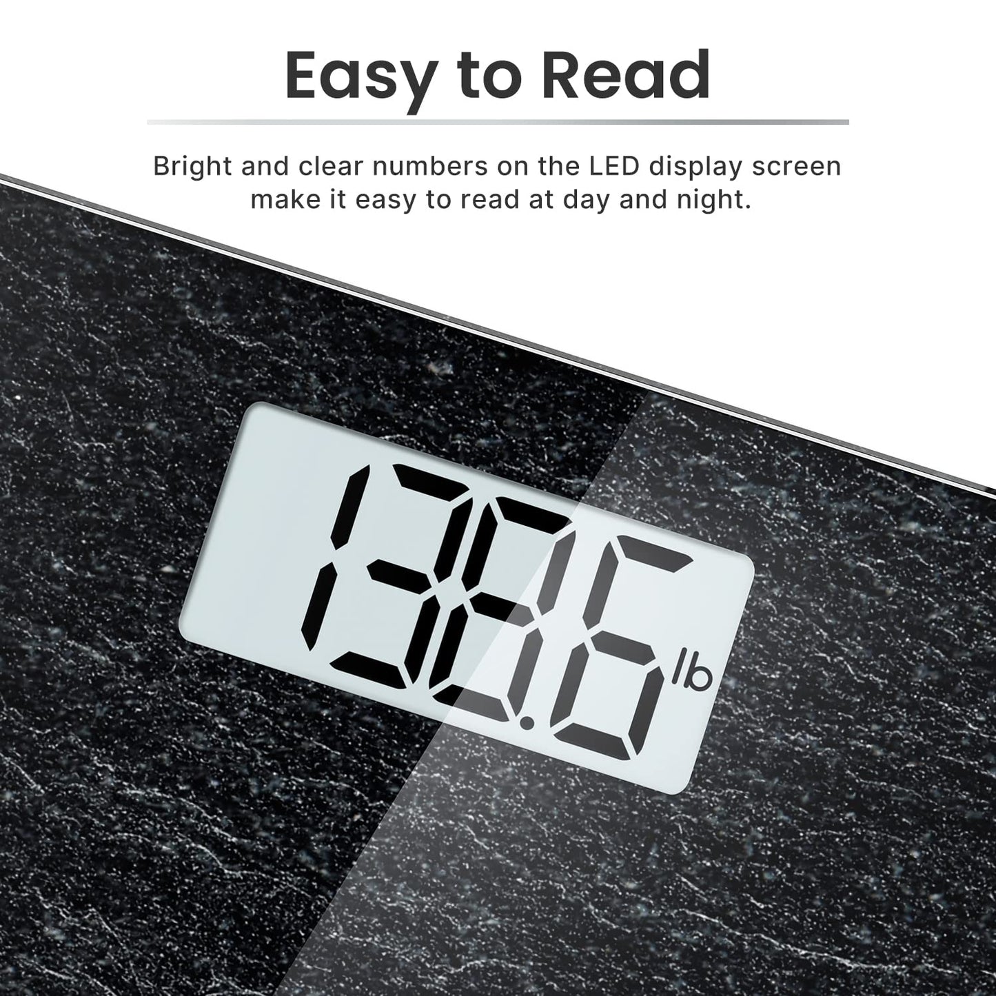 RENPHO Digital Bathroom Scale, Highly Accurate Body Weight Scale with Lighted LED Display, Round Corner Design, 400 lb, Core 1S, Marble