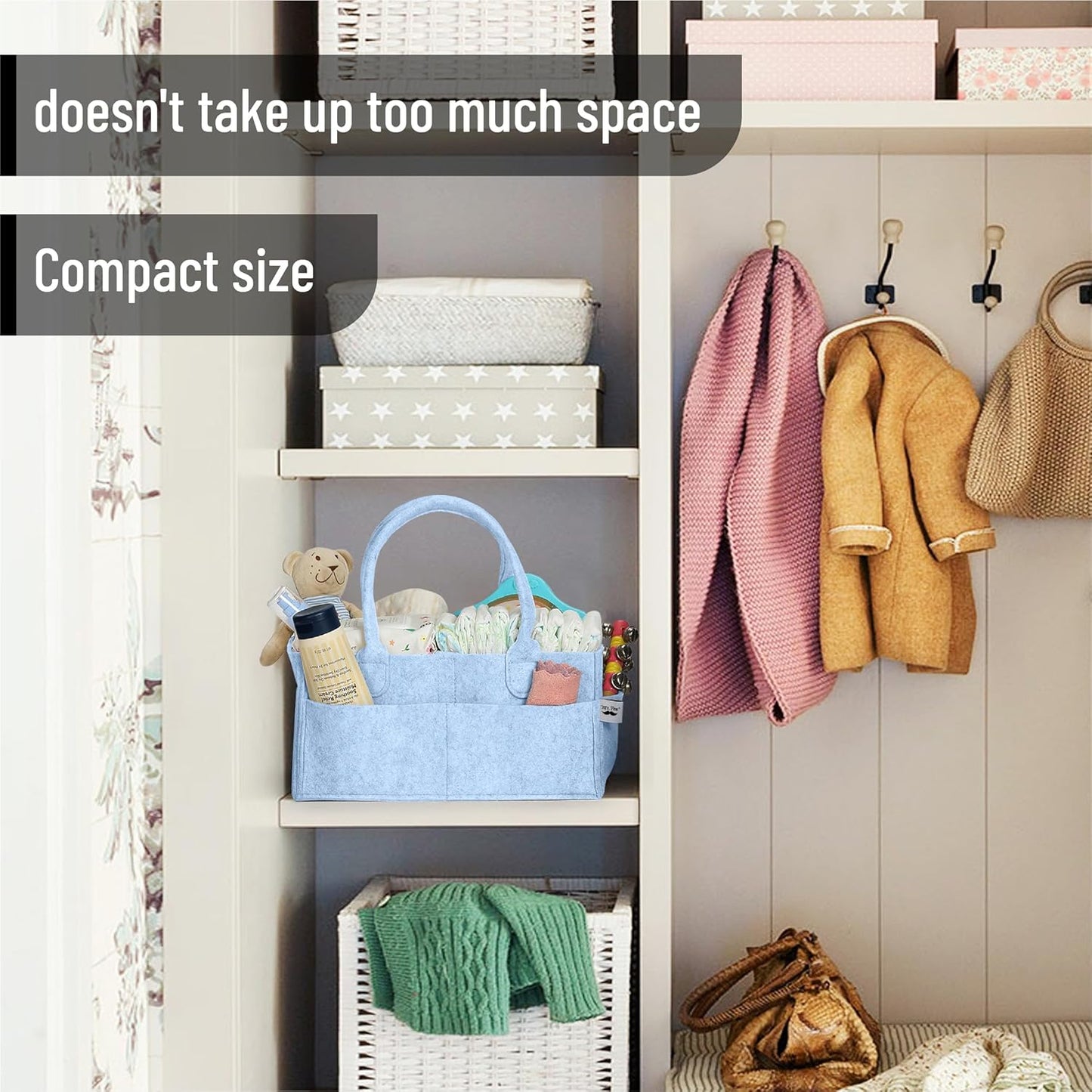 Mr. Pen- Baby Diaper Caddy Organizer, Sky Bliss, Baby Caddy Organizer with Handle, Compact Size, Collapsible & Portable