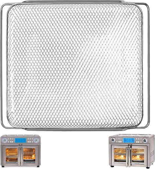 Air Fryer Basket Replacement for Emeril Lagasse Dual Zone 360 Air Fryer Oven 25 QT Convection Toaster Oven, 14.1" x 11.8" Non-stick Mesh Air Fryer Steel Basket Accessories Parts, Dishwasher Safe