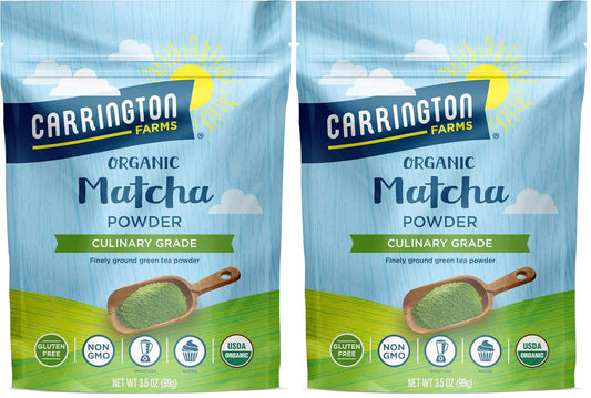Carrington Farms – Organic Matcha Powder - Finely Milled Green Tea Leaves - Bold And Rich Flavor - Energy Booster - Low Calorie 3.5 Ounce Bag - Package May Vary (Pack of 2)