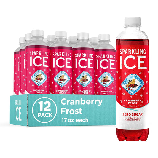 Sparkling Ice, Cranberry Frost Sparkling Water, Zero Sugar Flavored Water, with Vitamins and Antioxidants, Low Calorie Beverage, 17 Fl Oz (Pack of 12)