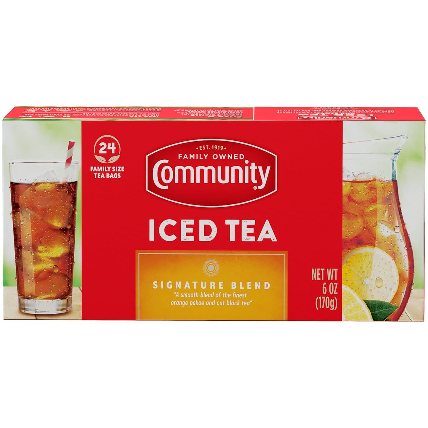 Community Coffee Signature Iced Tea, 24 Family Size Tea Bags, 24 Count Box (Pack of 1)