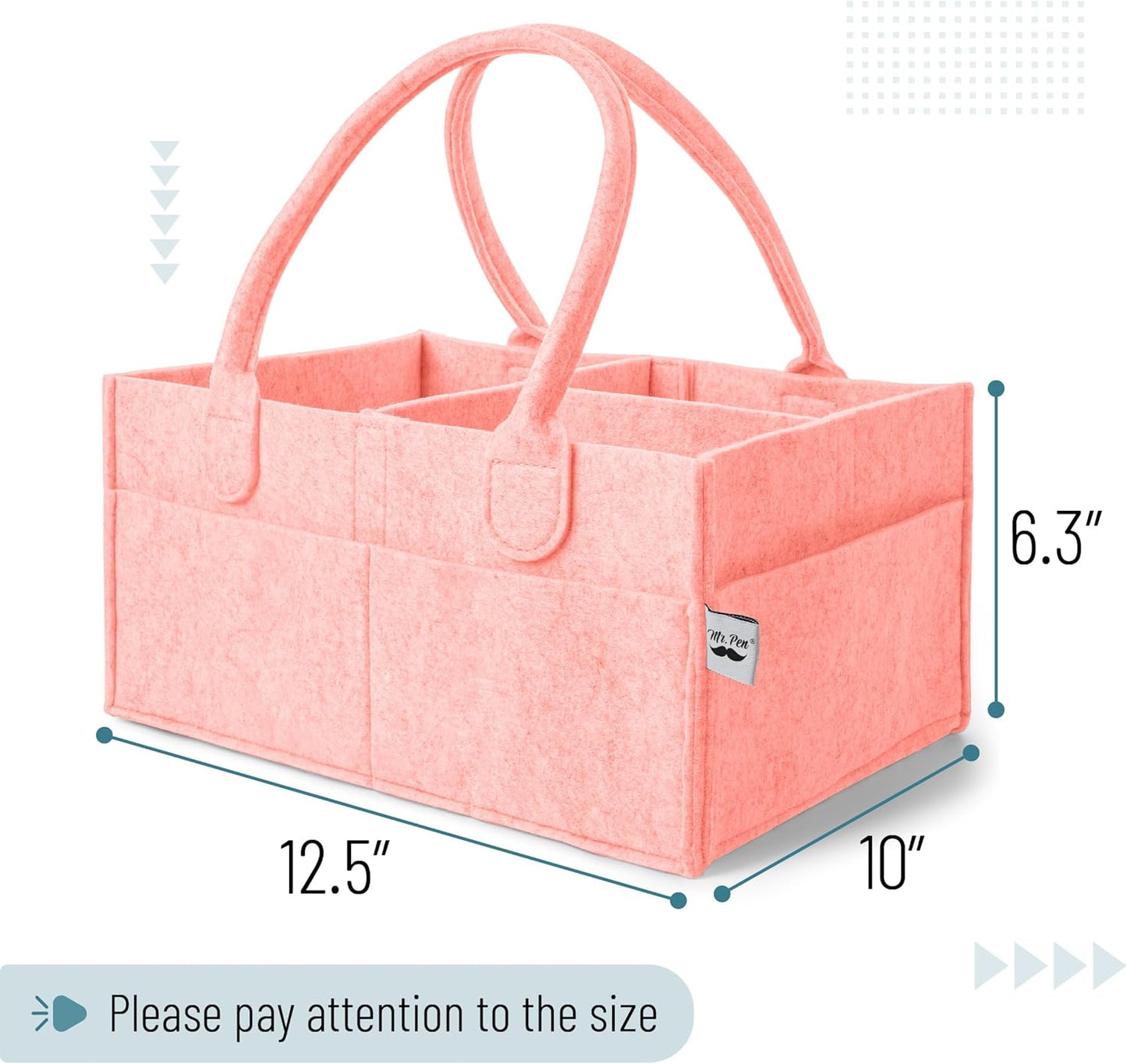 Mr. Pen- Baby Diaper Caddy Organizer, Pink, Baby Caddy Organizer with Handle, Compact Size, Collapsible & Portable