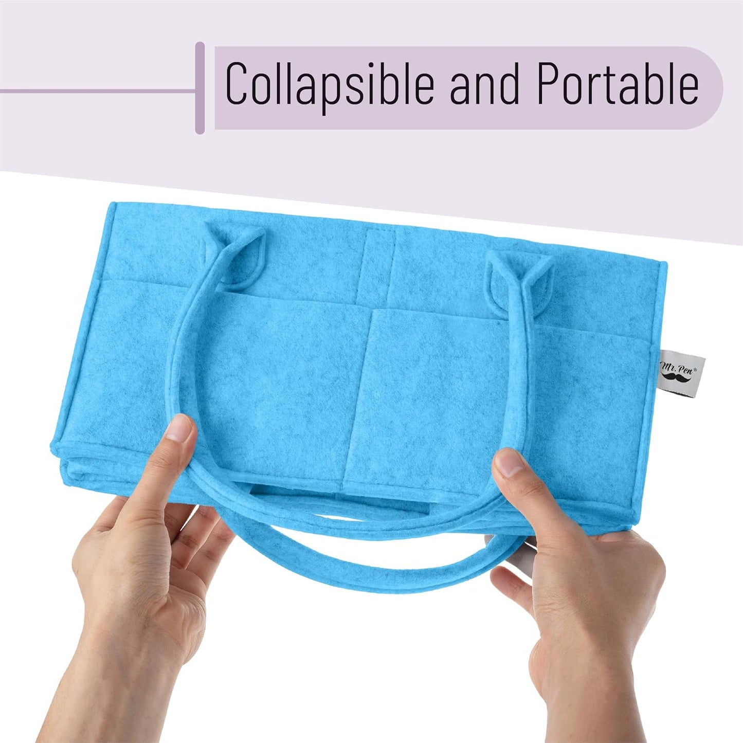 Mr. Pen- Baby Diaper Caddy Organizer, 1 Pack, Blue, Baby Caddy Organizer with Handle, Compact Size, Collapsible & Portable