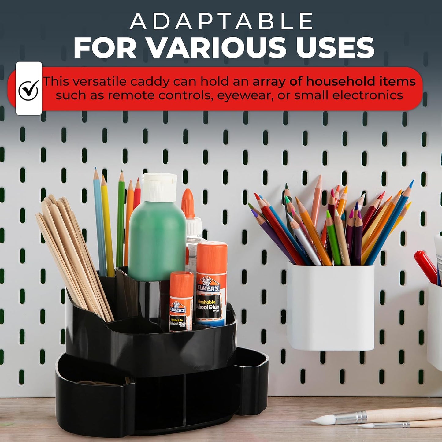 Masirs Small Rotating Makeup Organizer - Mini Yet Spacious Cosmetic Storage Solution with Multiple Compartments - The Perfect Spinning Make-Up Caddy for Vanity or Bathroom Counter (Square - Black)