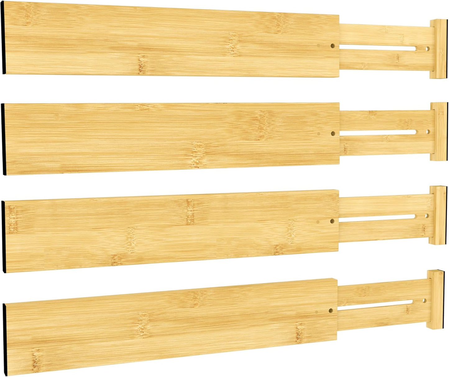 BAMEOS 3" H Large Bamboo Drawer Dividers Adjustable Drawer Organization Expandable Utensil Organizers for Kitchen Dresser Bathroom Bedroom and Office 4-pack