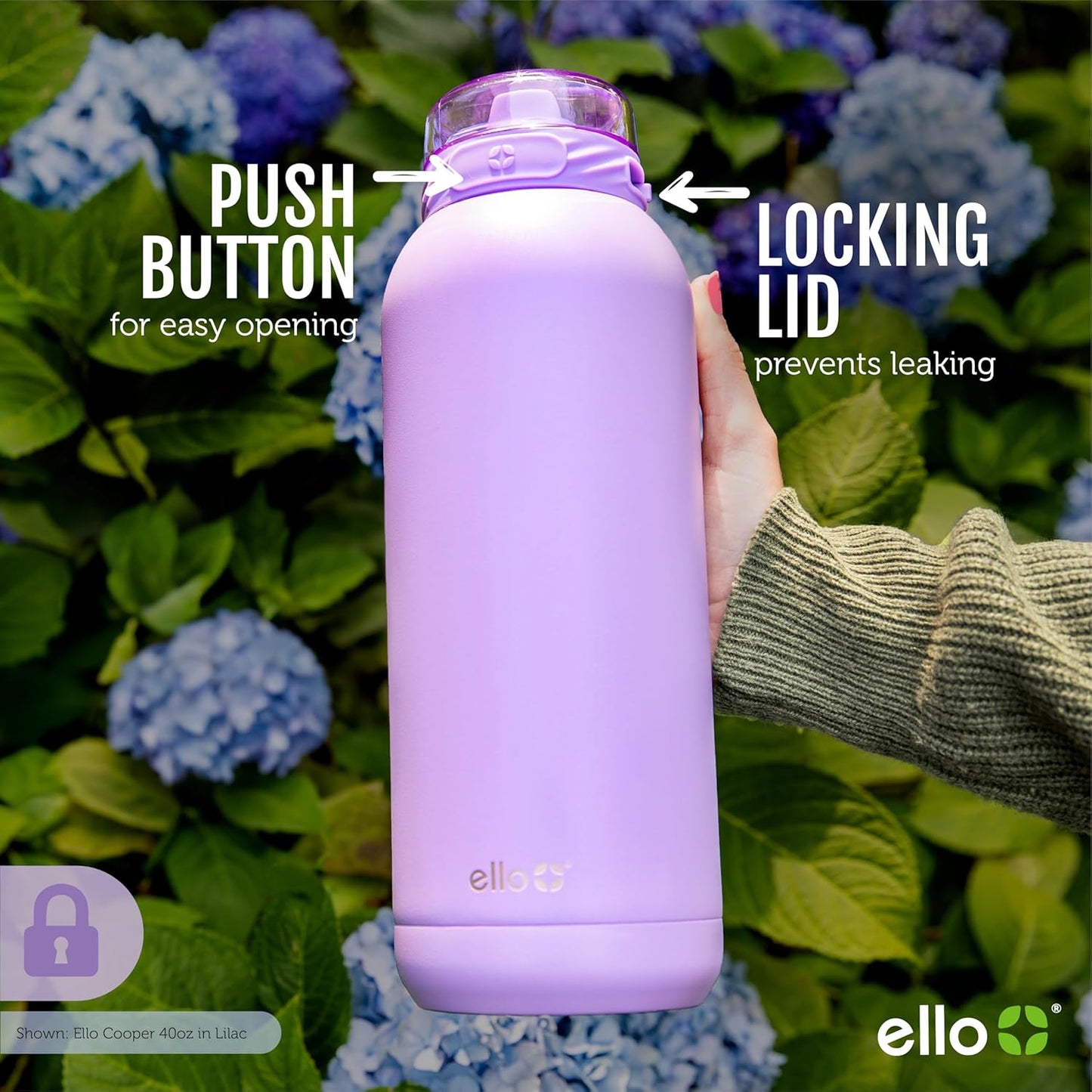 Ello Cooper 32oz Stainless Steel Water Bottle with Straw and Carry Handle, Double Walled and Vacuum Insulated Metal, Leak Proof Locking Lid with Soft Silicone Spout, Reusable, BPA Free, Bubblegum