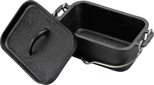 Captain Stag UG-3062 Dutch Oven, Iron Casting, Square Shape, Mini Dutch Oven, Width 8.1 x Depth 5.1 x Height 3.5 inches (205 x 130 x 90 mm), Full Water Capacity: 25.5 fl oz (750 ml), No Seasoning