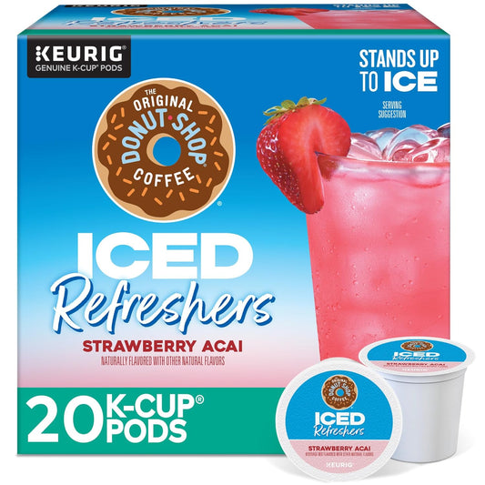The Original Donut Shop Iced Refreshers, Strawberry Açaí Flavor, Keurig Single Serve K-Cup Pods, 20 Count