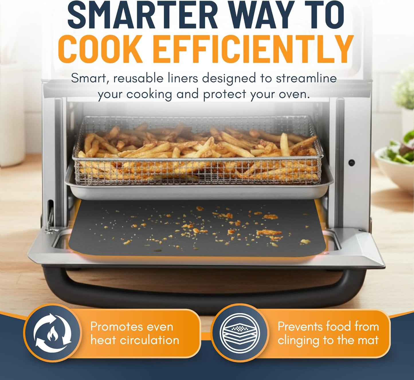 Toaster Oven Liners for Bottom of Oven (4 Pack) Reusable Non-Stick Heat Resistant Toaster Liners, Compatible with Ninja, Cuisinart, Emeril Lagasse & More, Toaster Mat, 12"x12" (Silver)