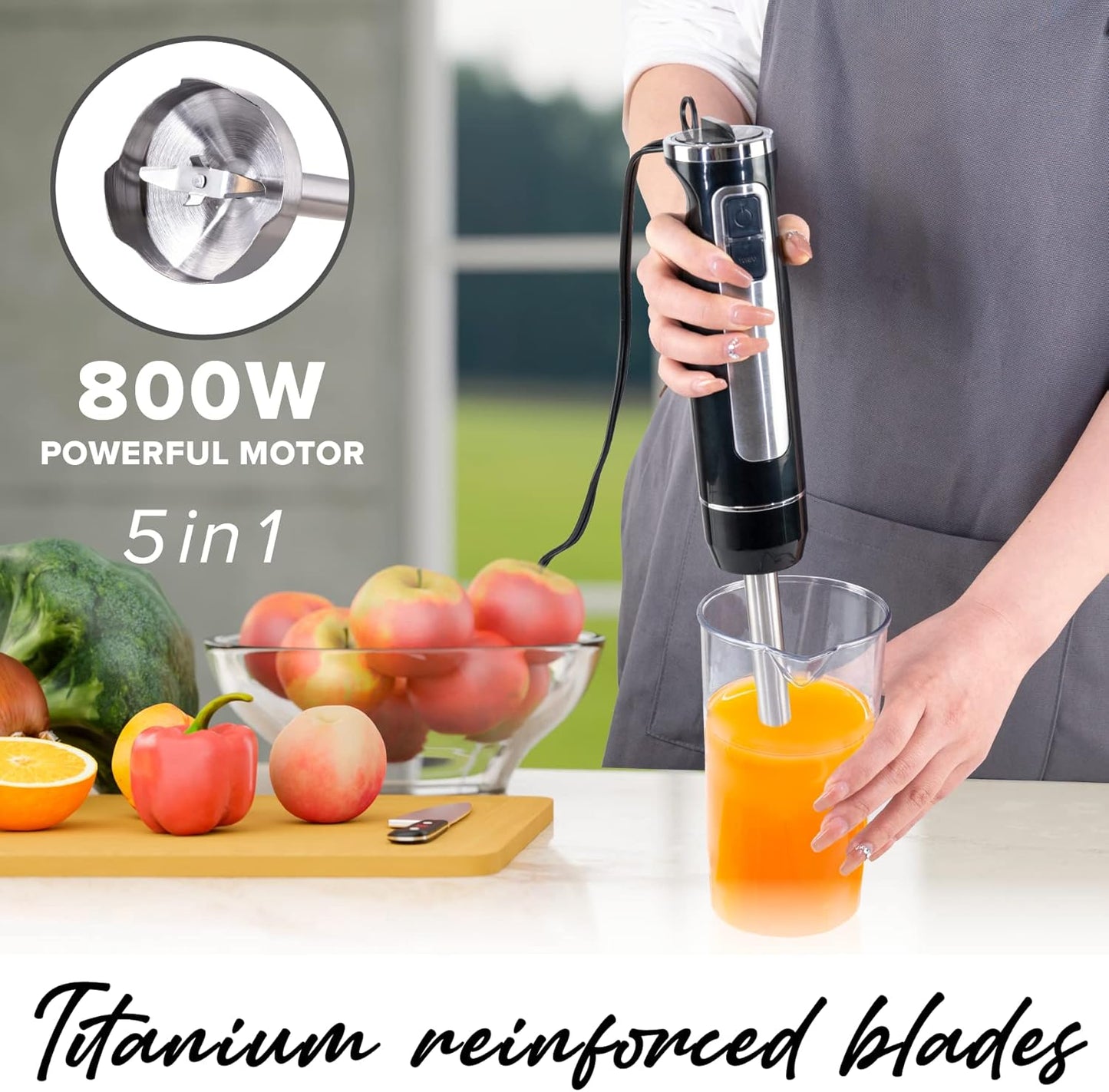 PowerLix Powerful Handheld Milk Frother With Stand Battery Operated Foam Maker Frother Wand For Coffee (A Black) (Hand Blender Set)