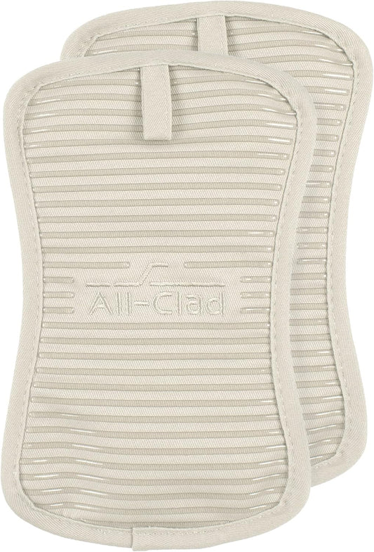 All-Clad Premium Pot Holder & Hot Pad: Heat Resistant to 500 Degrees - 100% Cotton, 10"x6.25" Hot Pad for Kitchen and Barbeque, (2-Pack), Almond