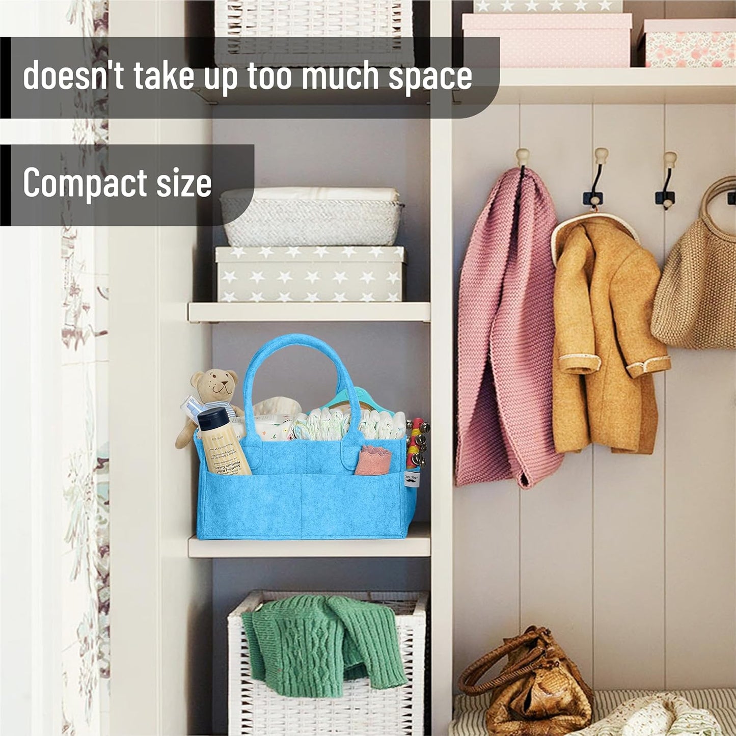 Mr. Pen- Baby Diaper Caddy Organizer, 1 Pack, Blue, Baby Caddy Organizer with Handle, Compact Size, Collapsible & Portable