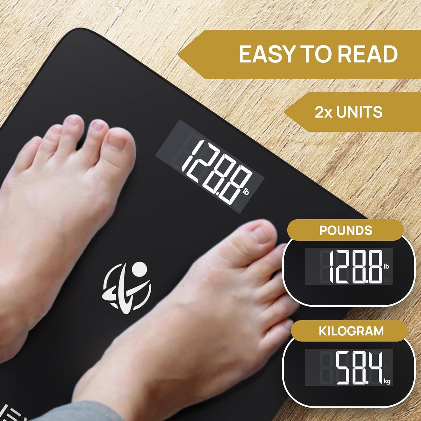 INEVIFIT Bathroom Scale, Highly Accurate Digital Bathroom Body Scale, Measures Weight up to 400 lbs. Includes Batteries