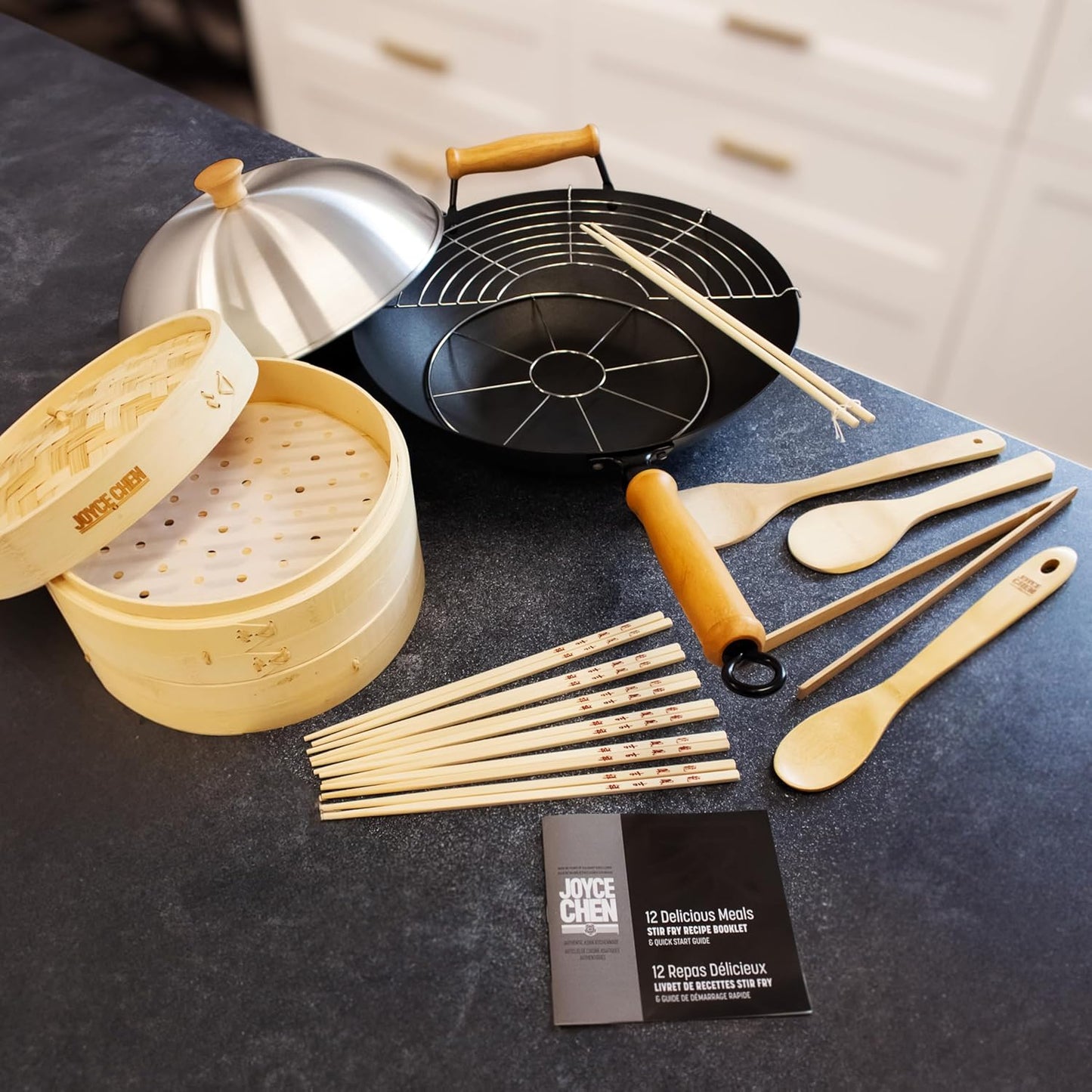 JOYCE CHEN Professional Series Nonstick 14-Inch Wok 13-Piece PFAS Free Cookware Set