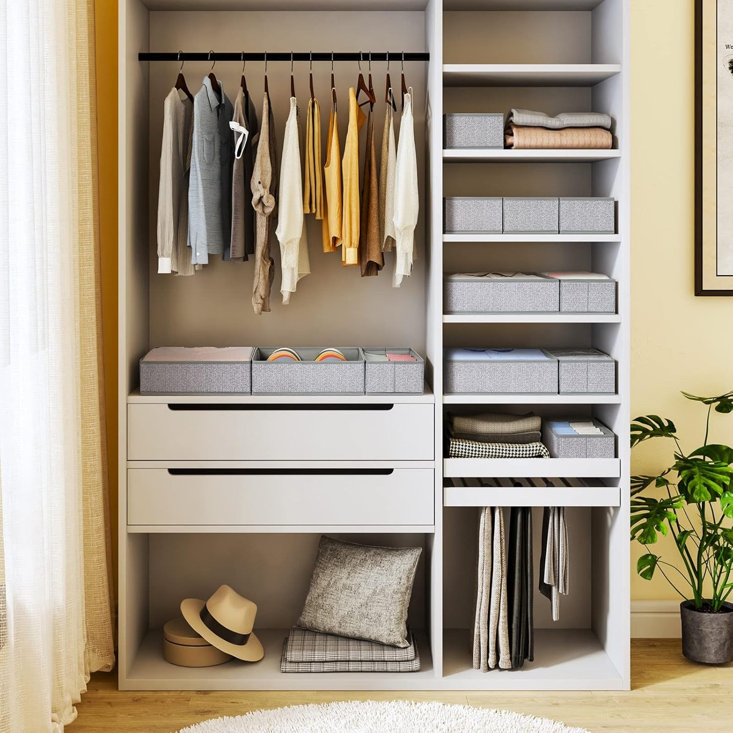 DIMJ Drawer Organizers - 12 Pack Foldable Closet & Sock Organizers, Fabric Dresser Drawer Dividers for Clothes, Underwear, Bras, Socks