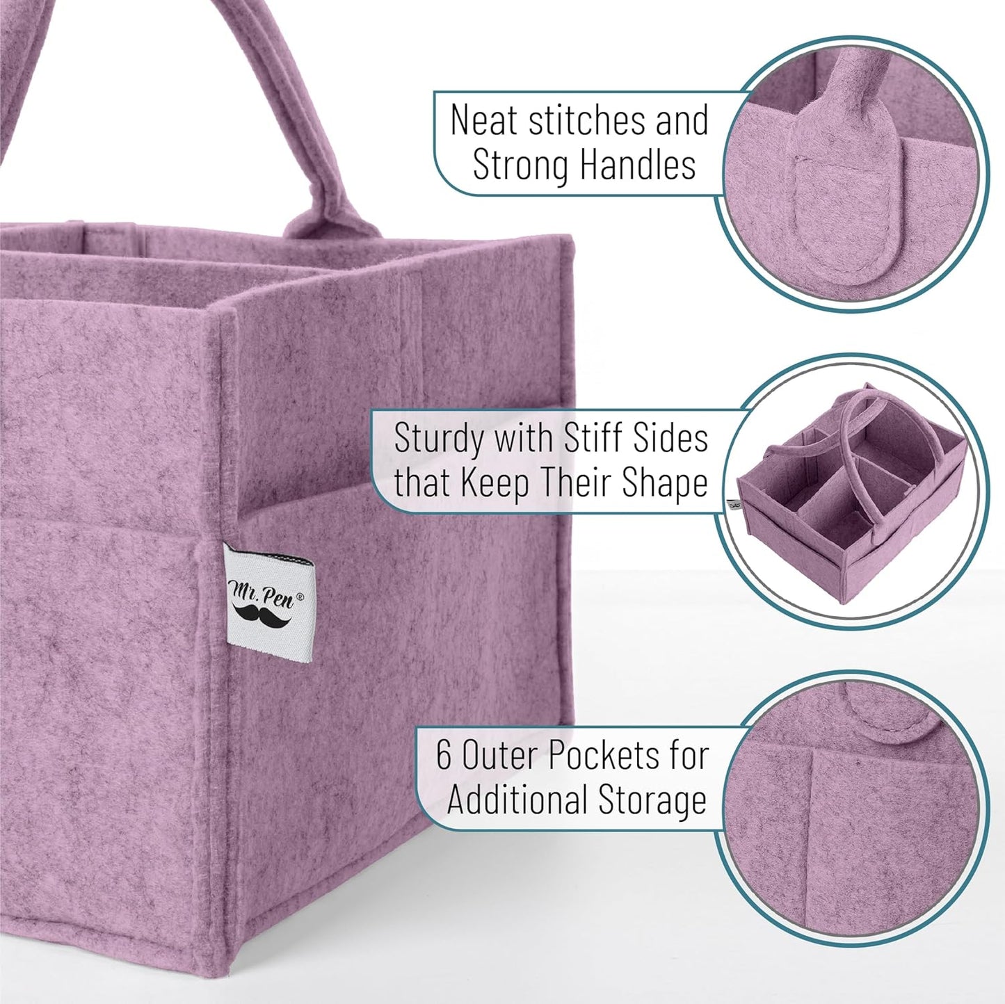 Mr. Pen- Baby Diaper Caddy Organizer, Orchid Mist, Baby Caddy Organizer with Handle, Compact Size, Collapsible & Portable