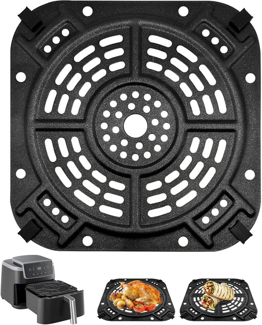 Air Fryer Grill Pan for Ninja AF141 Air Fryer Pro 4-in-1 5 QT, 8.5''×8.5'' Air Fryer Accessories Tray Grill Plate Crisper Plate Replacement Parts Tray Rack with Rubber Bumpers, Dishwasher Safe