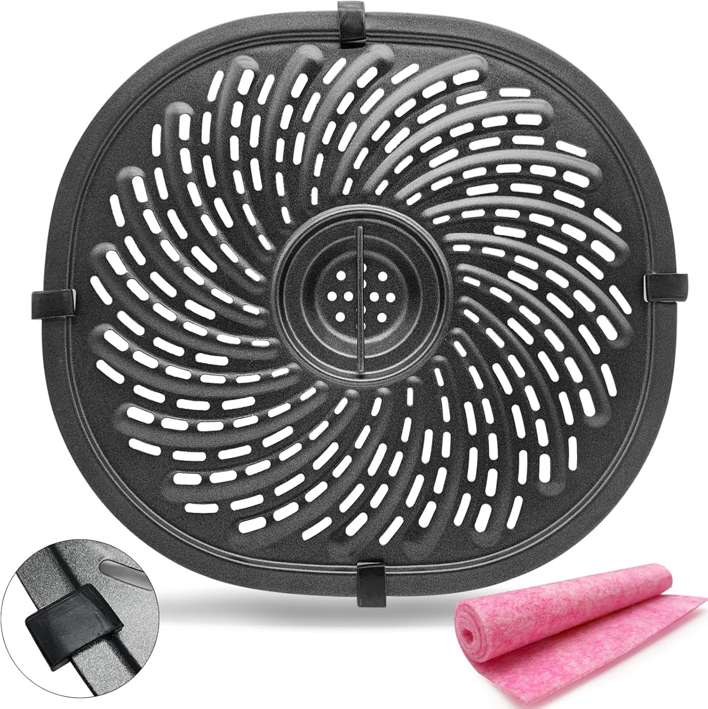 7QT Air Fryer Grill Pan Replacement Parts for PowerXL Gowise Air Fryers, 7QT Upgraded Grill Crisper Plate Tray Rack Grid Shelf with Rubber Bumpers for PowerXL, Non-stick, Dishwasher Safe