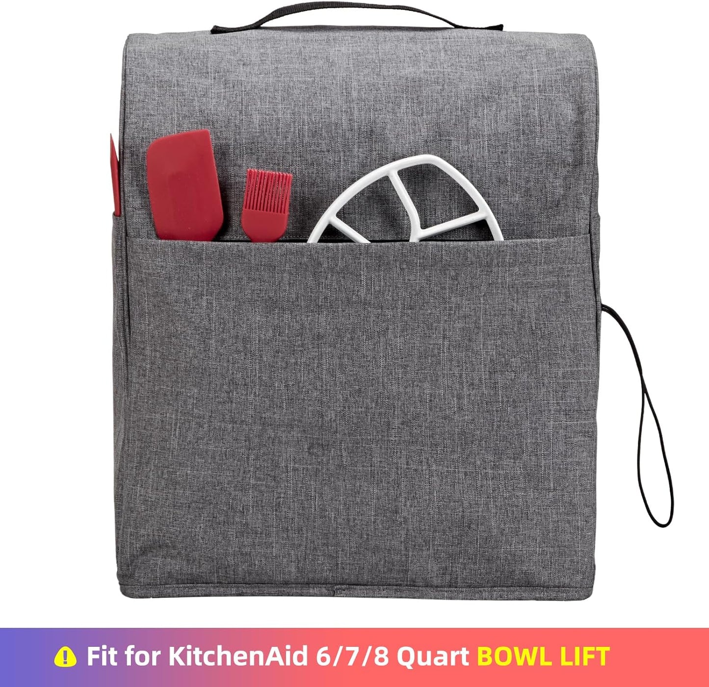 HOMEST Stand Mixer Dust Cover Compatible with KitchenAid 6/7/8 Quart Bowl Lift, Zipper Pocket for Various Kitchen Appliance Accessories, Grey (Patent Design)