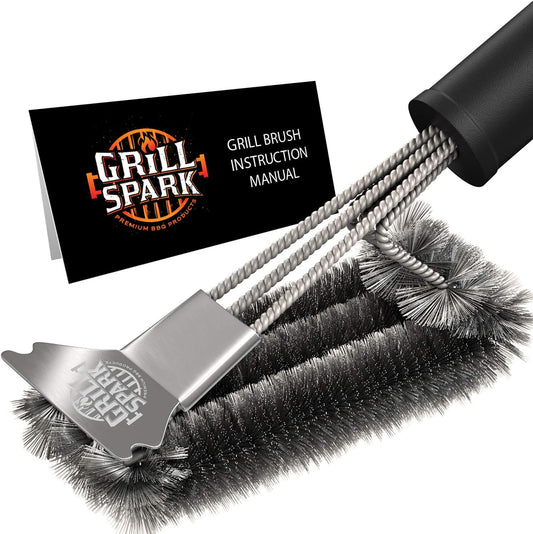 BBQ Grill Brush and Scraper 18" | Stainless Steel Cleaning Brush Accessories | Best for Weber Gas, Charcoal, Porcelain, Cast Iron, All Grilling Grates
