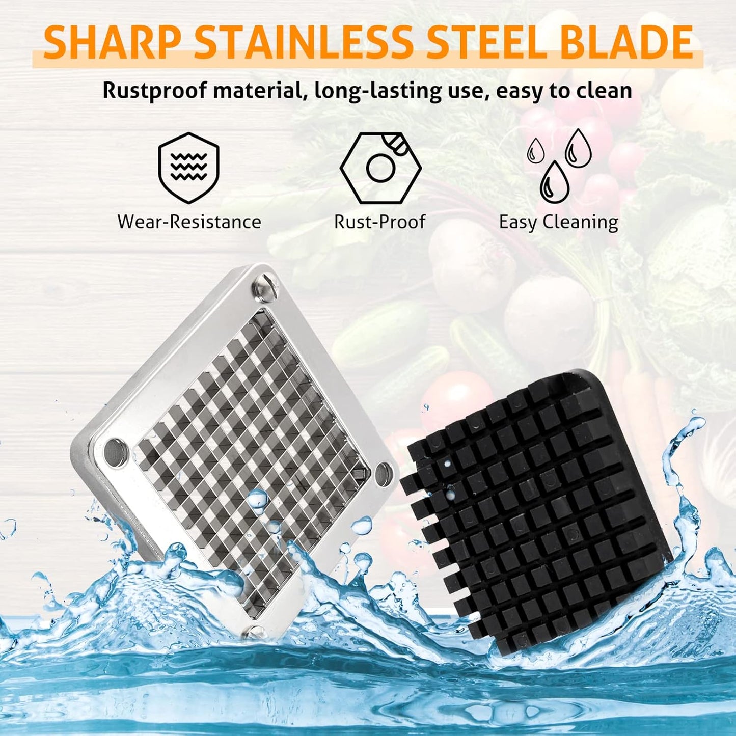 WICHEMI Replacement Blades 3/8" - Commercial Vegetable Chopper & Dicer, Stainless Steel, Onion & Tomato Cutter (2 Pack)