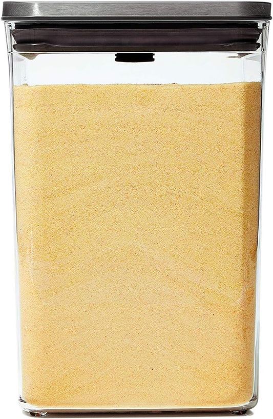 OXO Steel POP Container Big Medium Square - 4.4 Qt for Flour, Sugar and More,Grey