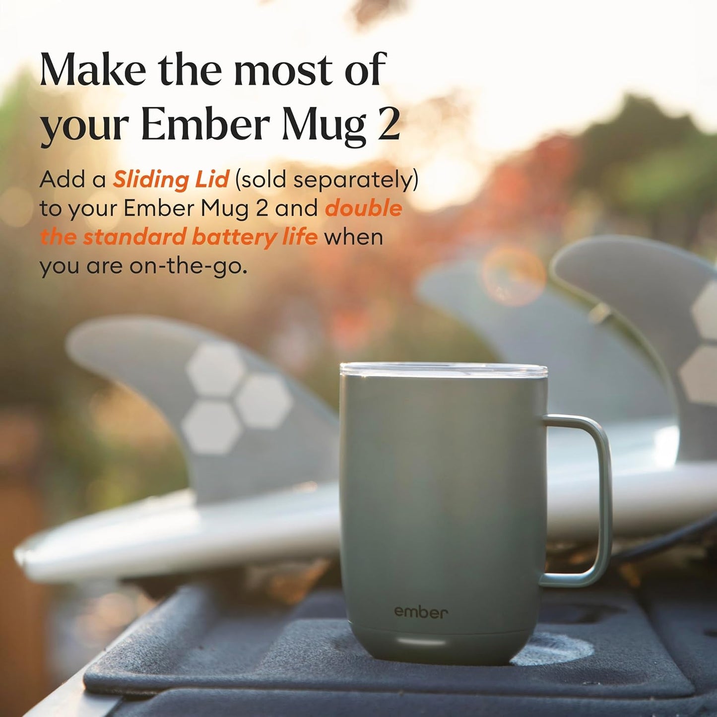 Ember Temperature Control 14oz Smart Mug 2, App-Controlled and Rechargeable Heated Coffee Cup Warmer with Intelligent LED Display, Sage Green.