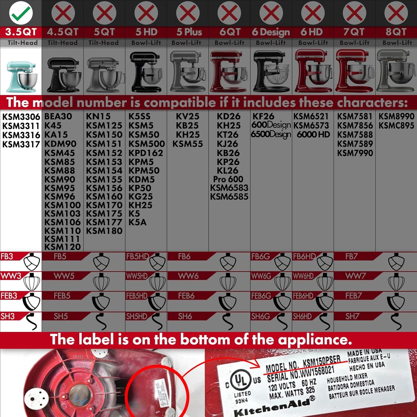 Flat Beater Replacement for KitchenAid 3.5 Qt. Tilt-Head Stand Mixers/Polished 18/8 Stainless Steel Accessories/No coating/Dishwasher Safe