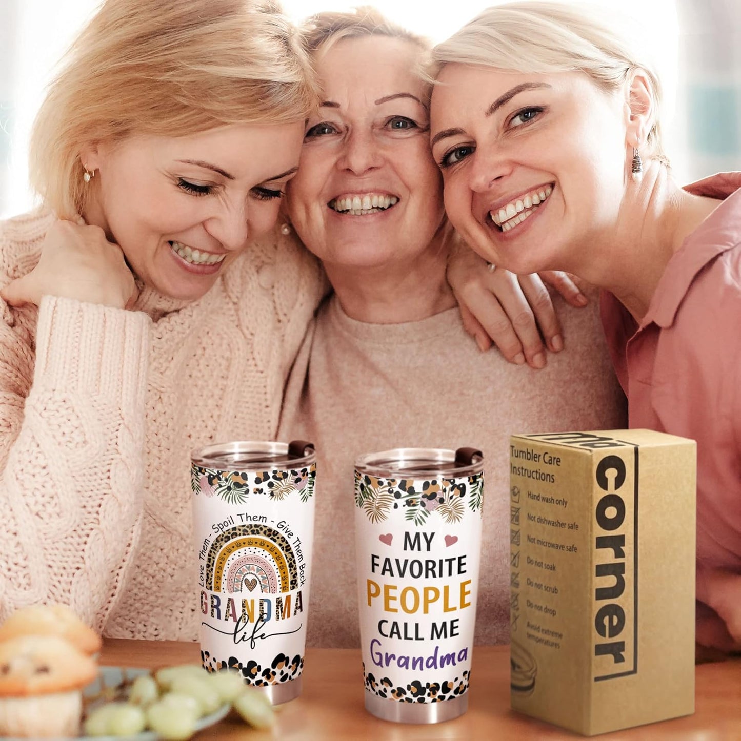 Macorner Grandma Gifts - Stainless Steel Tumbler 20oz for Women - Birthday Christmas Mothers Day Gift for Mom Nana Mimi From Daughter Son Grandkids - Best Grandma Ever