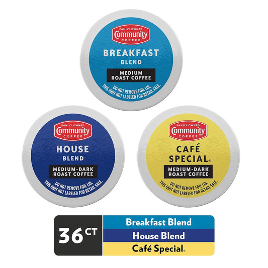 Community Coffee Medium Roast Lover Variety Pack 36 Count Coffee Pods, Compatible with Keurig 2.0 K-cup Brewers, 12 Count (Pack of 3)