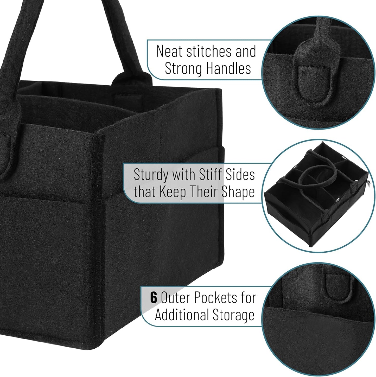 Mr. Pen Baby Diaper Caddy - Black Car Diaper Organizer, Portable Baby Caddy for Nursery & Changing Table