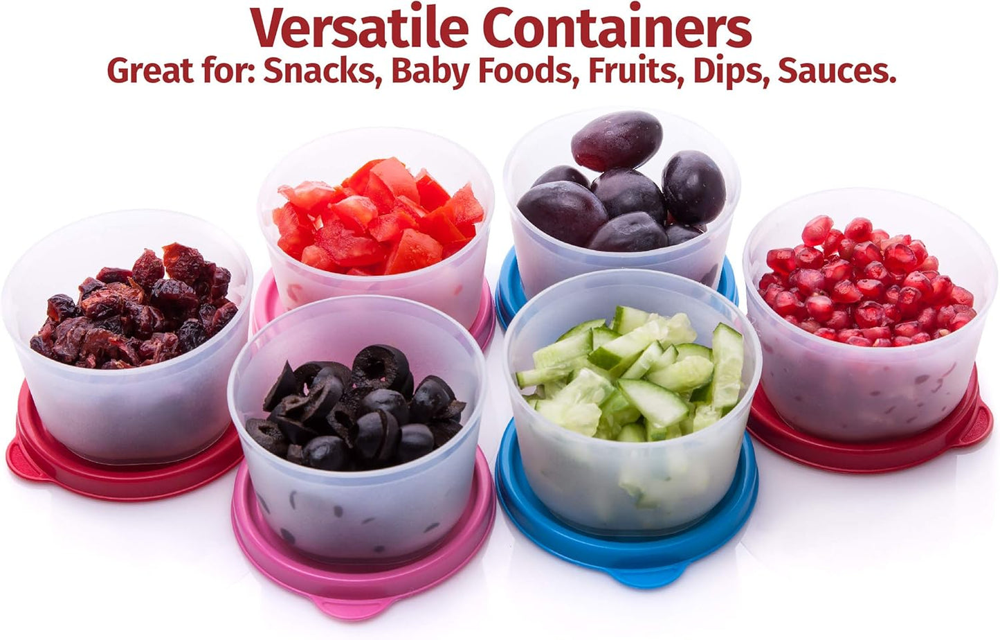 SIGNORA WARE Condiment Containers with Lids- 6 pk. 4 oz.Salad Dressing to go Small Food Storage Containers- Sauce Cups Leak proof Reusable Plastic BPA free for Lunch Box Picnic Travel