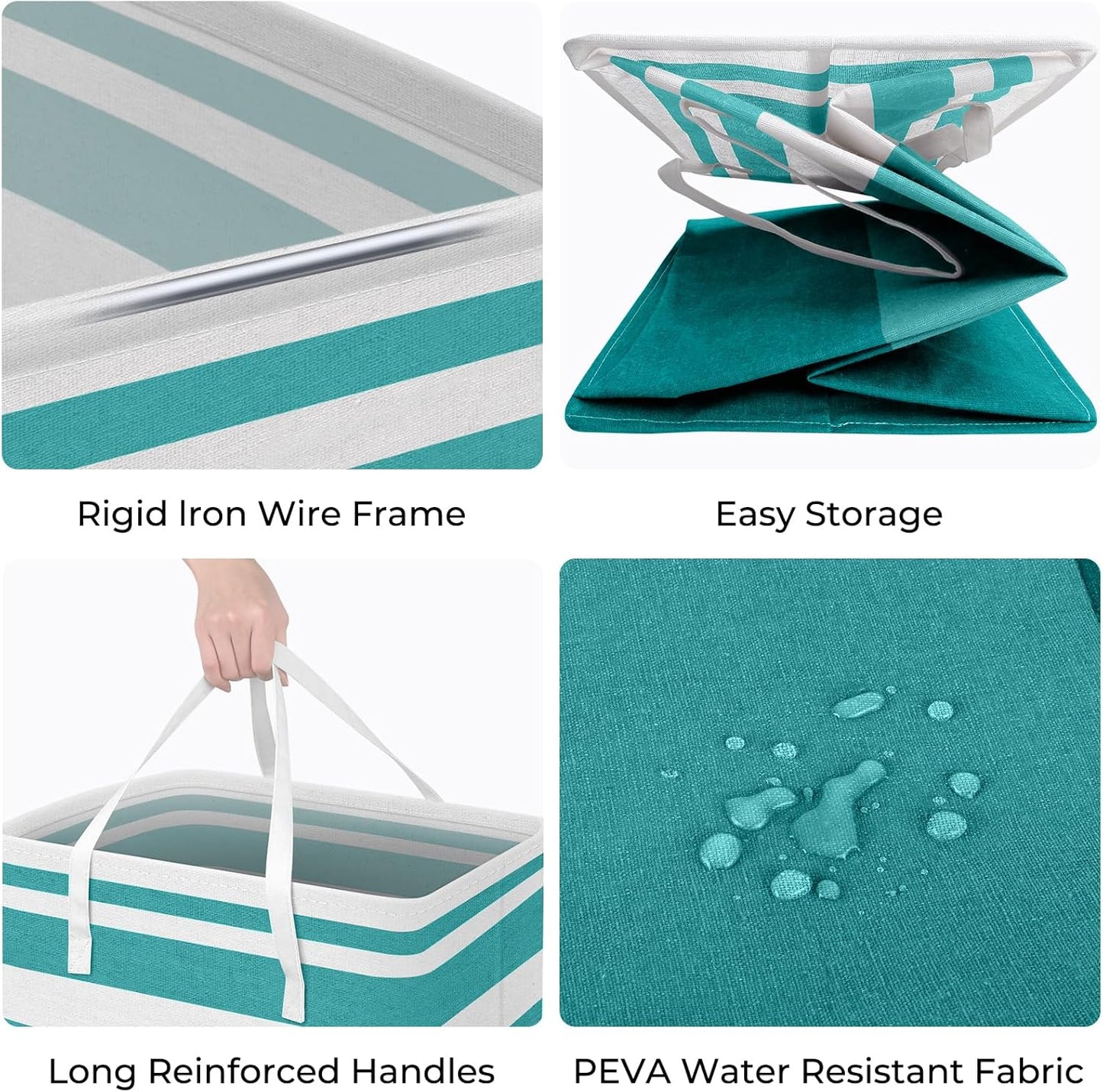 HomeHacks 2-Pack Large Laundry Basket, Waterproof, Freestanding Laundry Hamper, Collapsible Tall Clothes Hamper with Extended Handles for Clothes Toys in the Dorm and Family (Green, 125L)