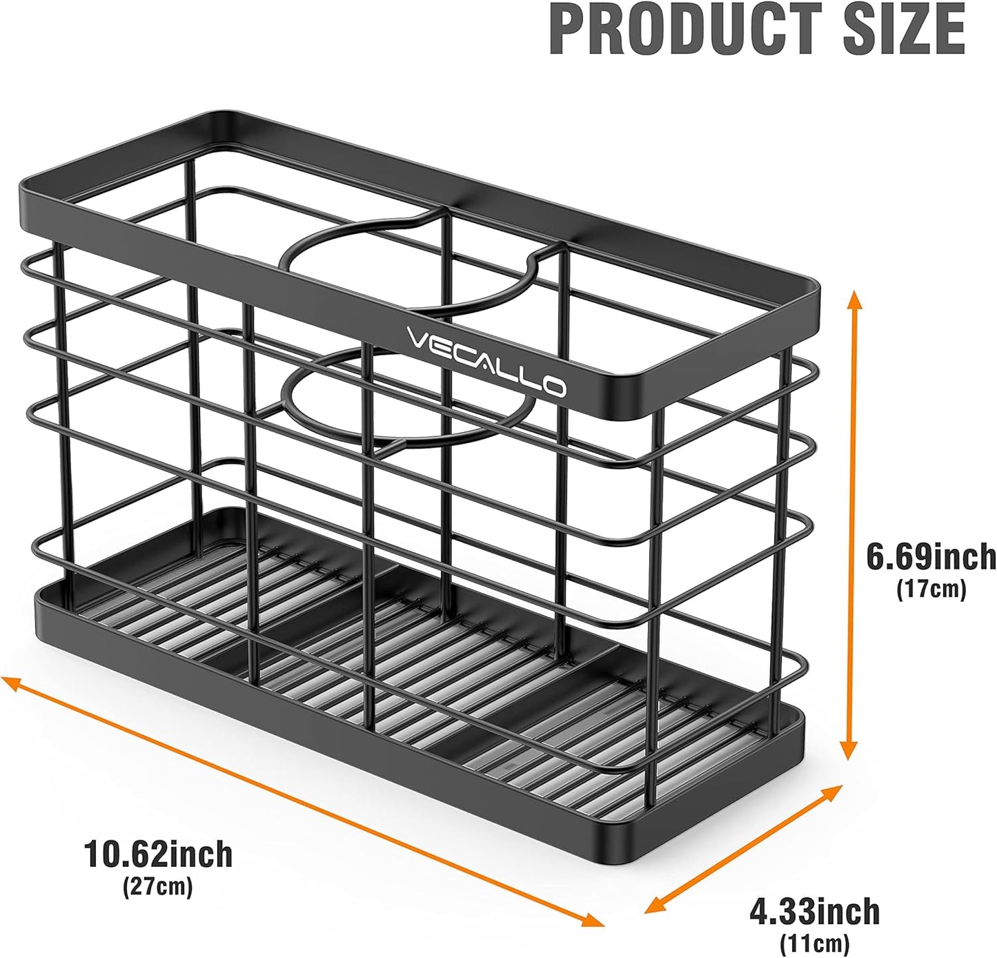 Hair Dryer Holder - Hair Tool Organizer Wall Mount/Adhesive Blow Dryer Holder/Curling iron holder Cabinet Door Bathroom Organizer for Hair Dryer, Curling Wands, Hair Straighteners Black