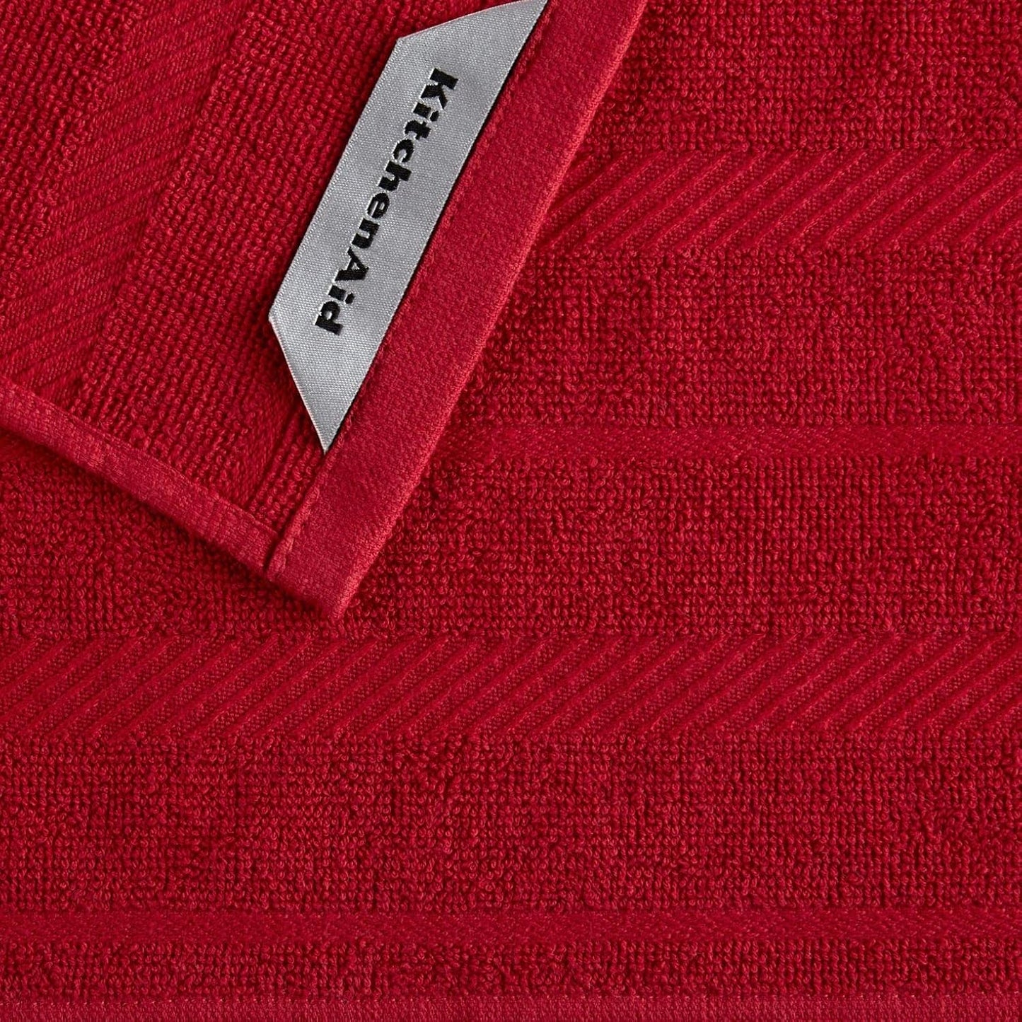 KitchenAid Albany Dishcloth 8 Pack Set, Passion Red/White, 12"x12"