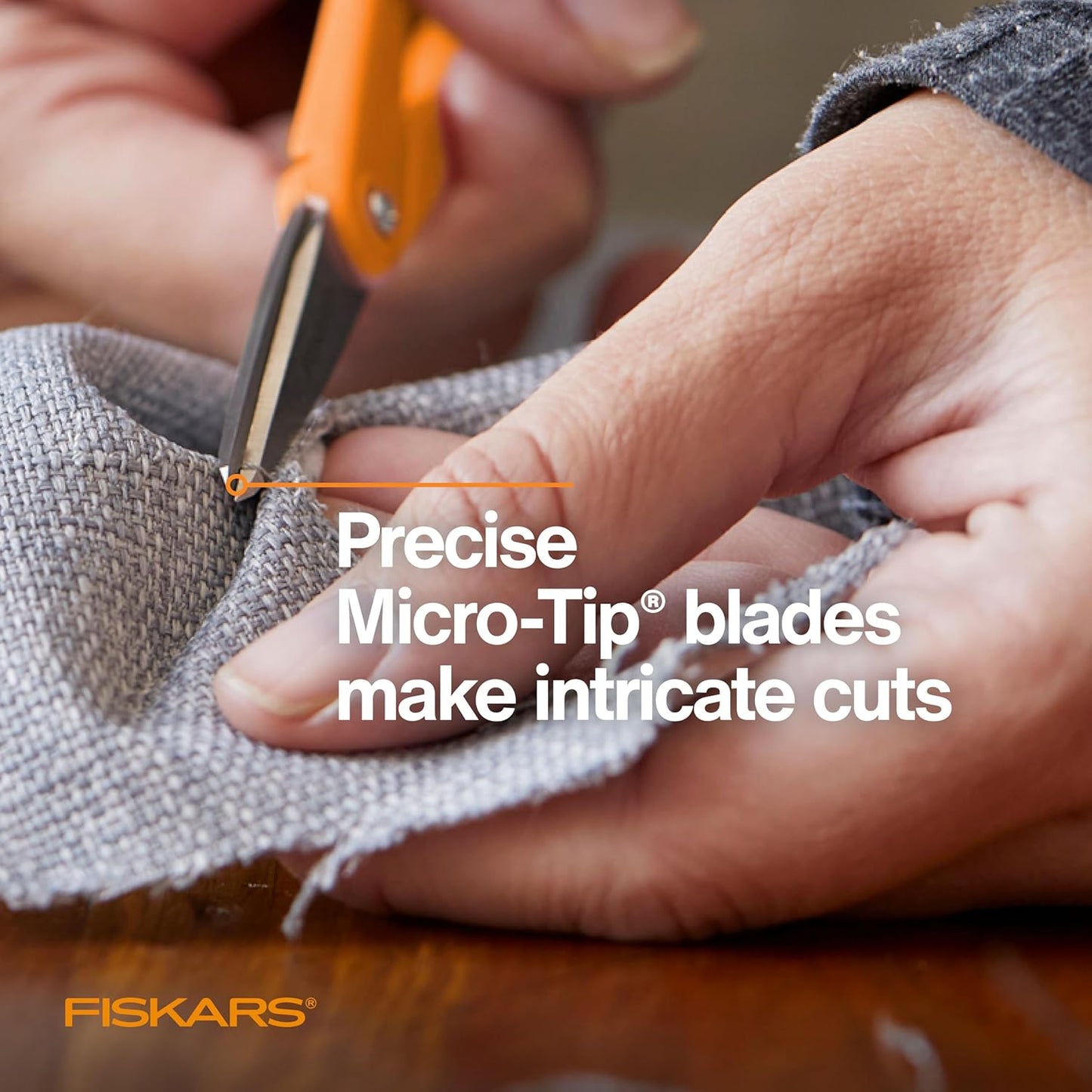 Fiskars Original Orange Handled Scissors 2-Piece Set, 5" Micro Tip and 8" Stainless Steel Scissors, Paper and Fabric Supplies for Office and Arts and Crafts Set, Orange