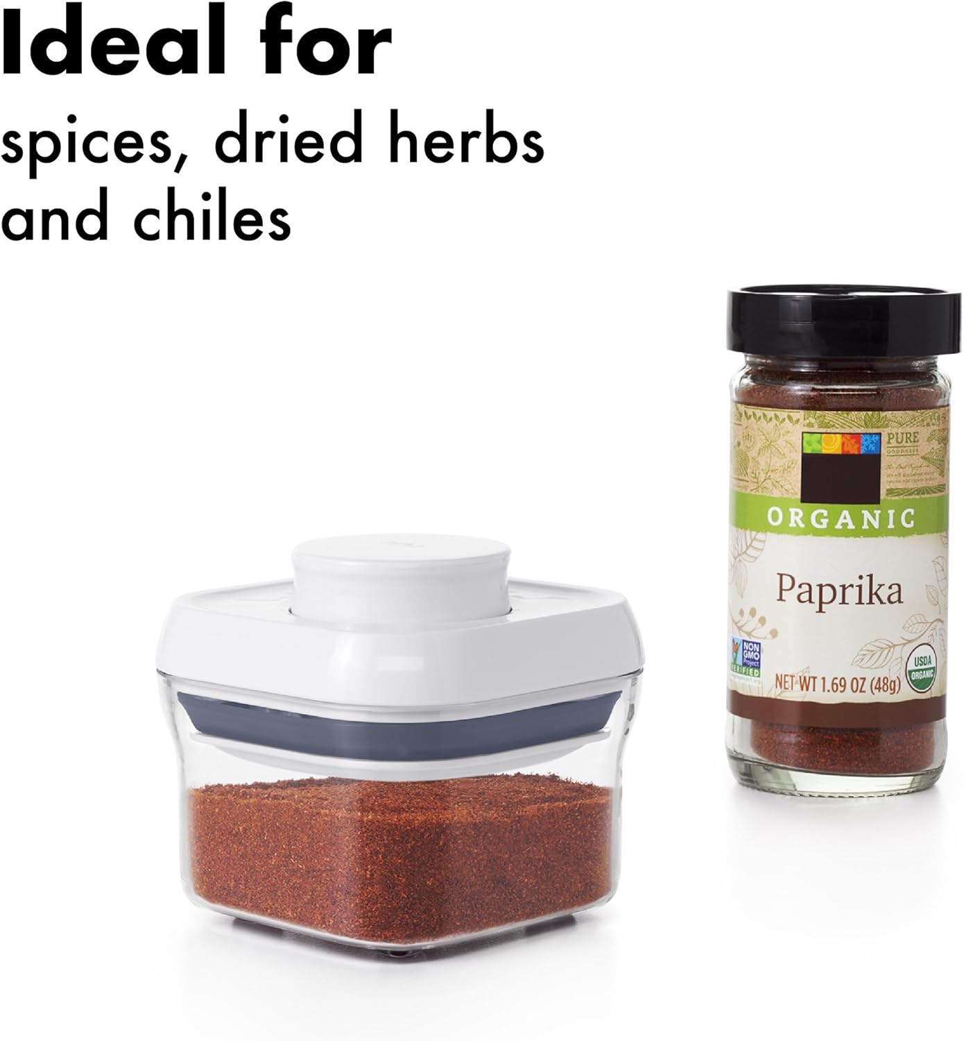 OXO Good Grips POP Small Square Storage Container, 0.3 Quart, White (1106040)