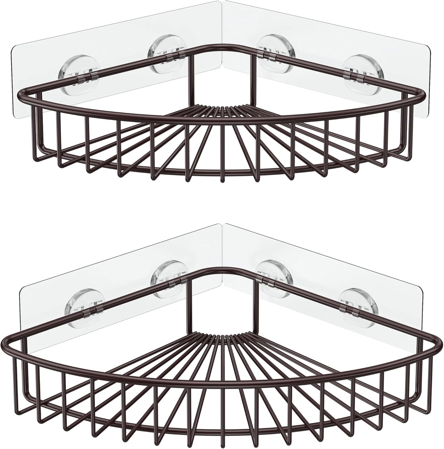 SMARTAKE 2-Pack Corner Shower Caddy, SUS304 Stainless Steel, Wall Mounted Bathroom Shelf with Adhesive, Storage Organizer for Toilet, Dorm and Kitchen (Bronze)