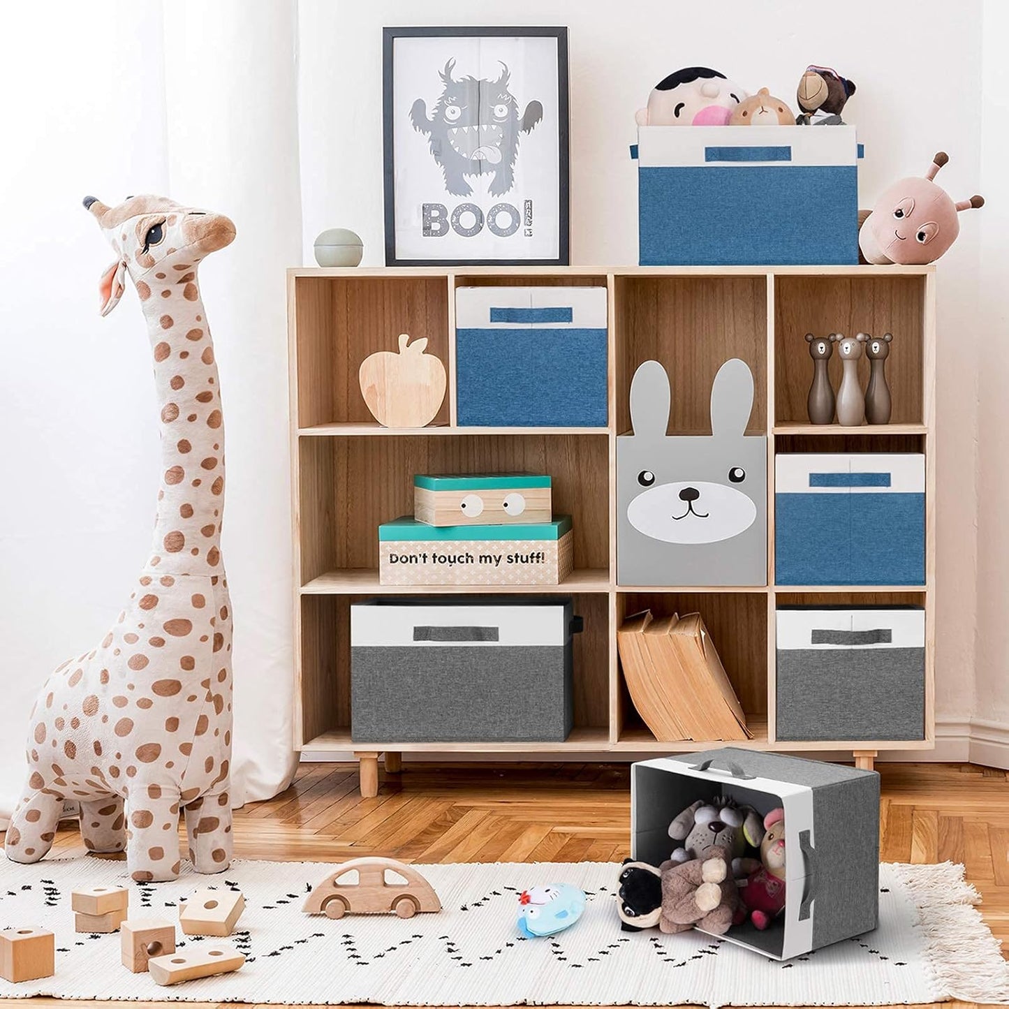 GhvyenntteS Large Closet Storage Bins with 3 Handles, 15x11x9.6 Inch Storage Baskets for Shelves, Foldable Fabric Storage Bins for Shelves, Closet Organizers and Storage Boxes 3 Pack