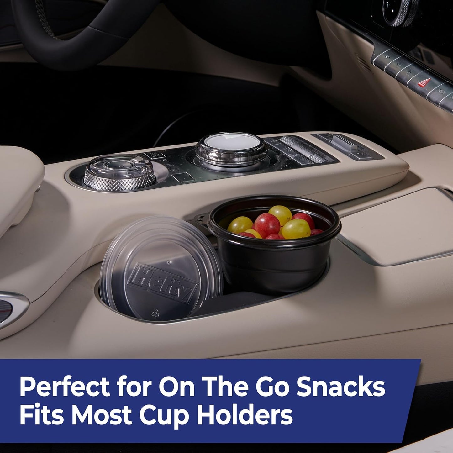 Hefty Multi-Purpose Black Plastic Cups with Lids, Reusable To Go Cups with Lids, Holds Food and Drink, Fits Most Car Cup Holders, Leak-Resistant Lid, Microwave & Dishwasher Safe, 4 Count (Pack of 6)