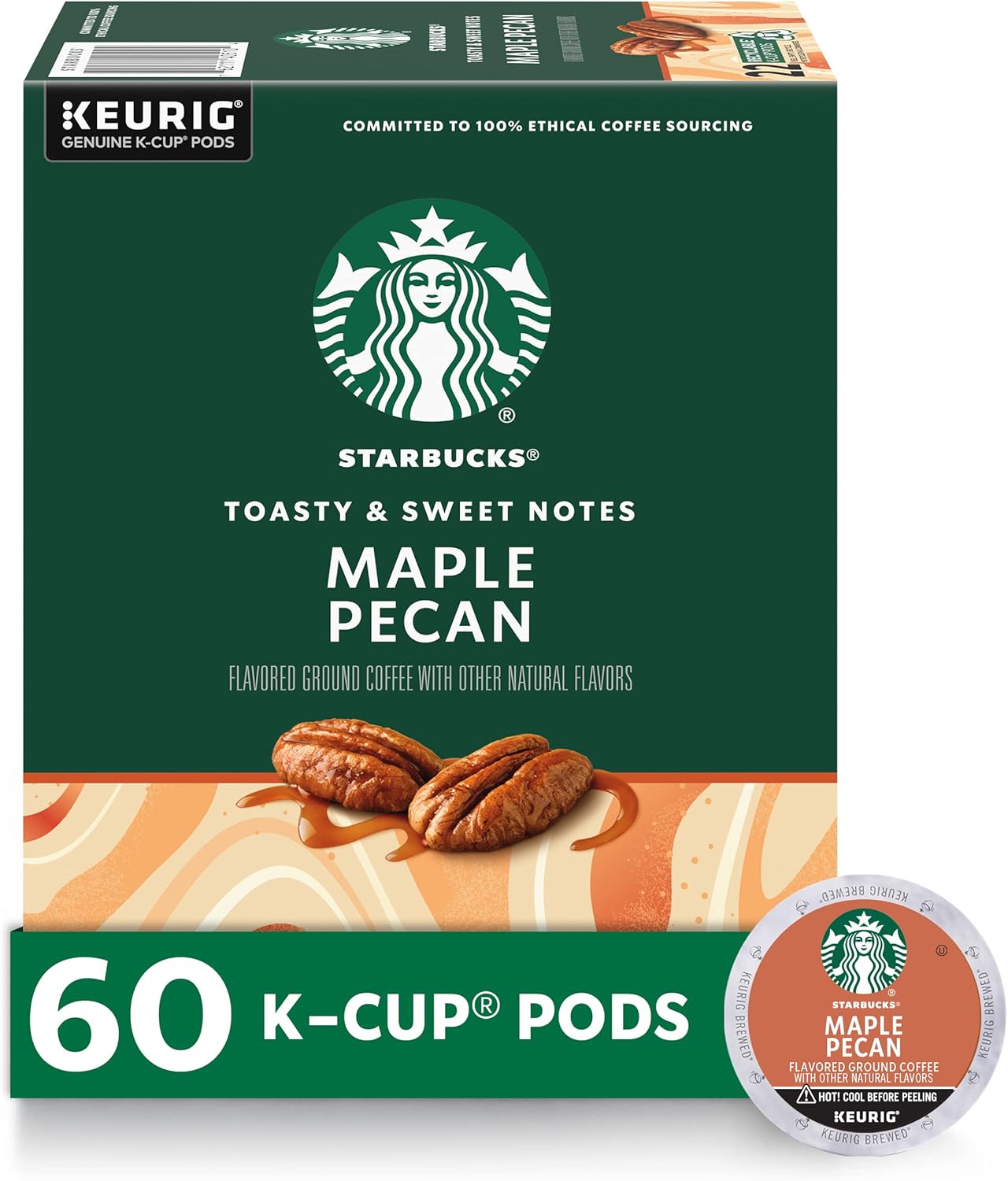 Starbucks Coffee K-Cup Pods, Maple Pecan Flavored Coffee, Naturally Flavored, 100% Arabica, 6 Boxes (60 Pods Total)