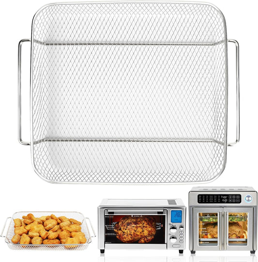 YQL Air Fryer Basket Replacement for Emeril Lagasse 26 QT Everyday French Door 360 Extra Large Air Fryer, 12.6" x 10.2" Stainless Steel Baking Tray,Wire Rack Emeril Lagasse Oven Accessories