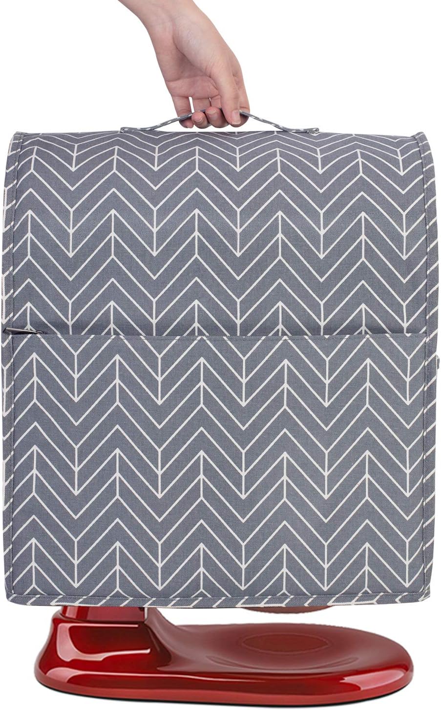 Yarwo Dust Cover for 6-8 qt Stand Mixer, Protective Stand Mixer Cover with Top Handle and Pockets for Extra Accessories, chevron