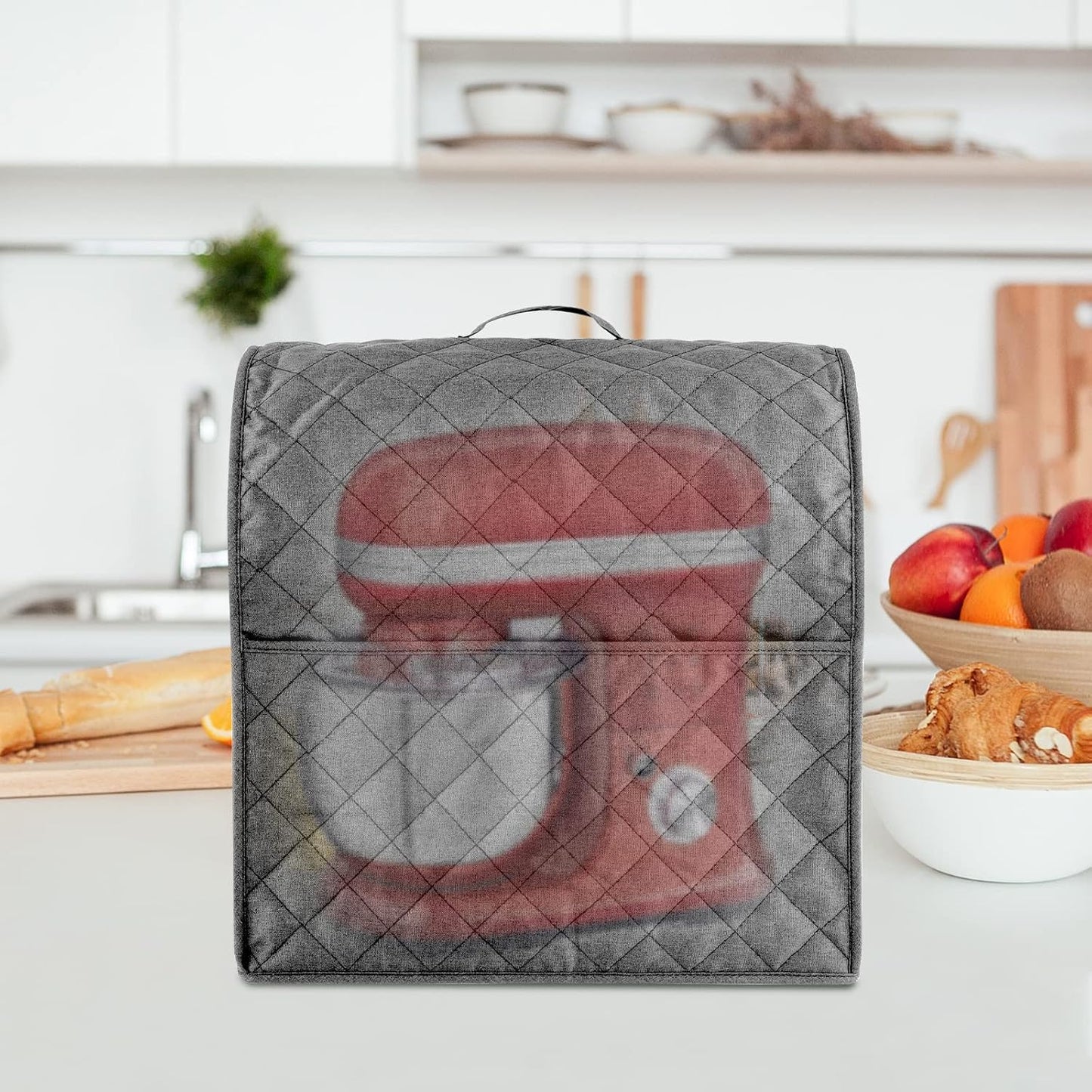 Stand Mixer Cover compatible with Kitchenaid Mixer, Fits All Tilt Head & Bowl Lift Models with 3 Organizer Bag for Accessories. (Grey, For Bowl Lift 5-8 Quart)