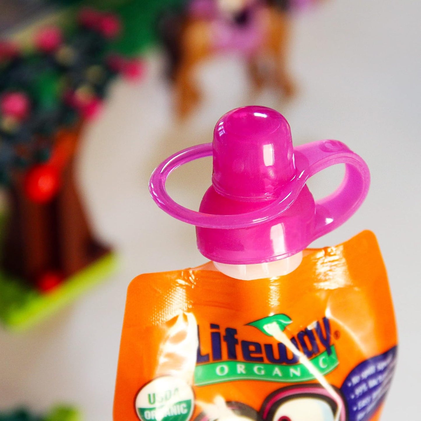 ChooMee SoftSip Food Pouch Tops | Red Purple + White Travel case | Prevent Spills and Protect Childs Mouth