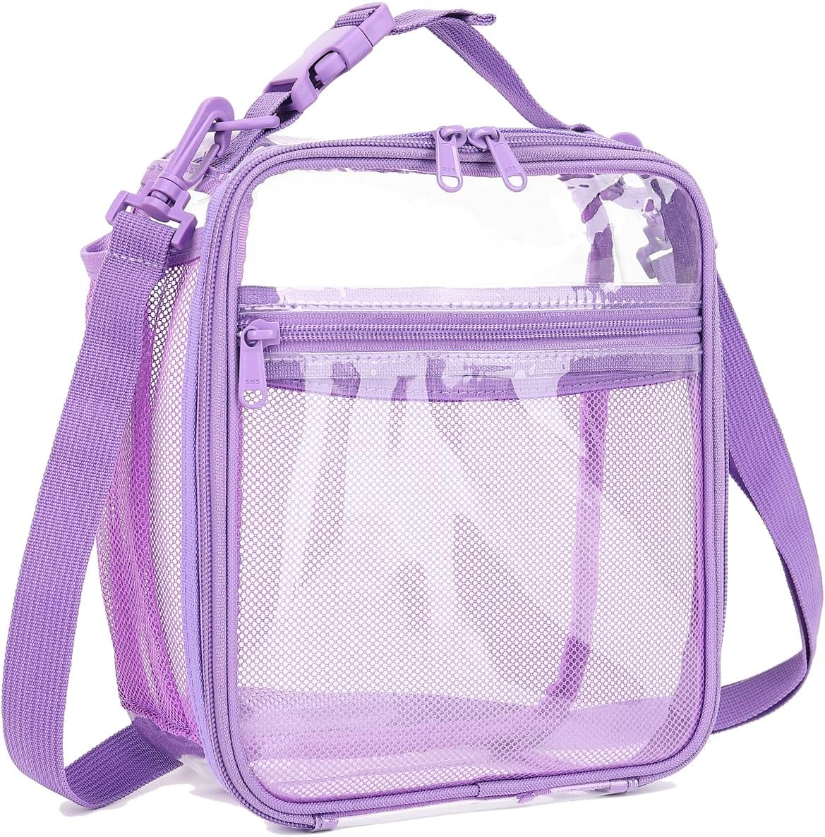 FlowFly Kids Lunch box Insulated Soft Bag Mini Cooler Back to School Thermal Meal Tote Kit for Girls, Boys, PurpleClear